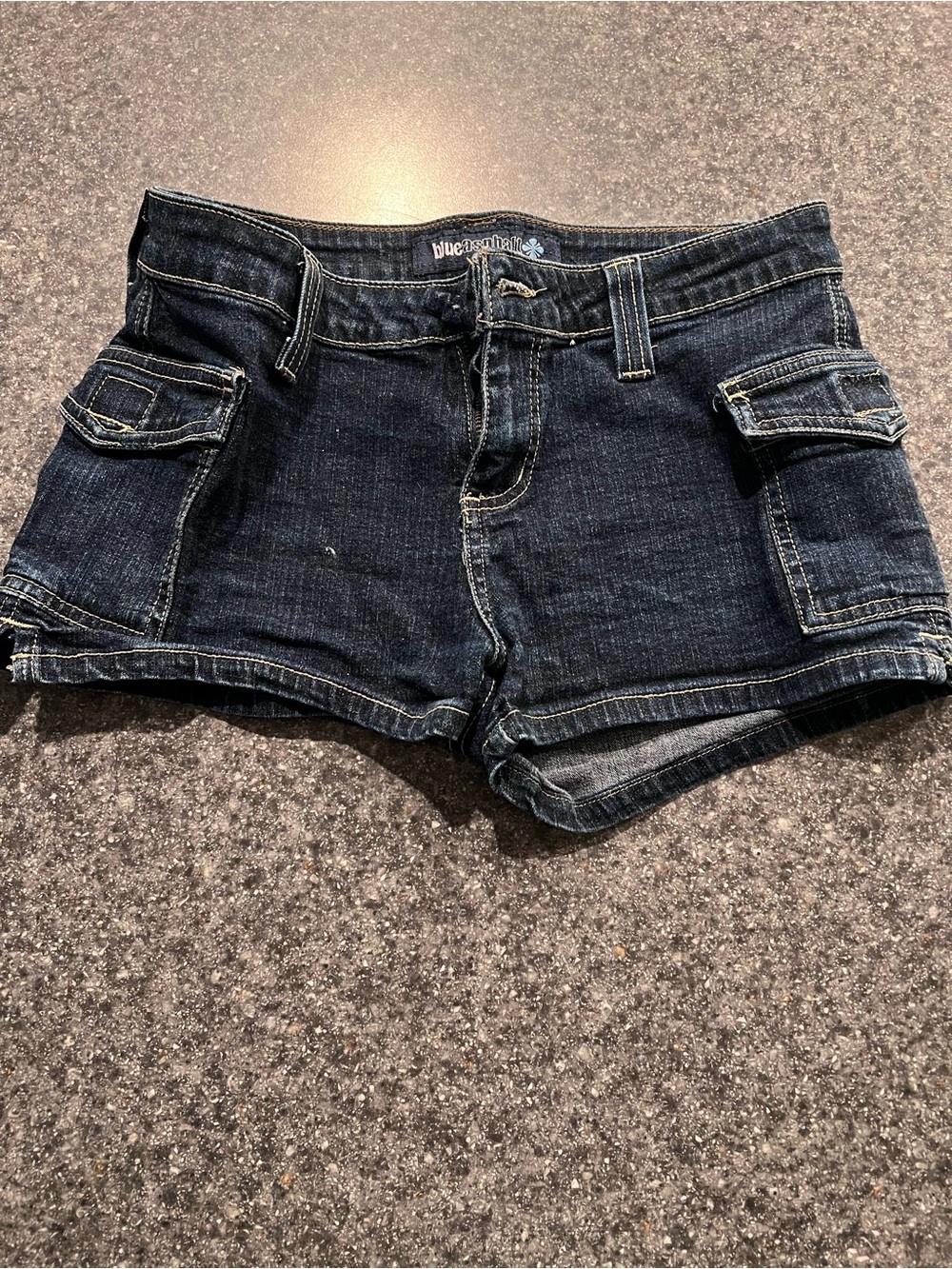 Blue Asphalt Dark Indigo Denim Cargo Shorties